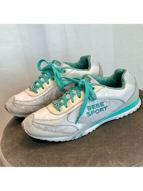 BEBE vintage white Tiffany Blue running shoes sneakers Sz 10